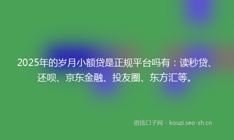 2025年的岁月小额贷是正规平台吗有:读秒贷、还呗、京东金融、投友圈、东方汇等。