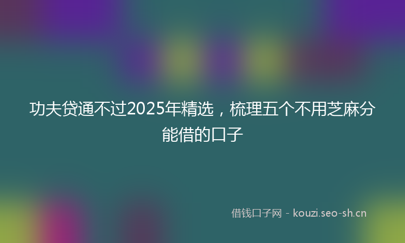 功夫贷通不过2025年精选，梳理五个不用芝麻分能借的口子