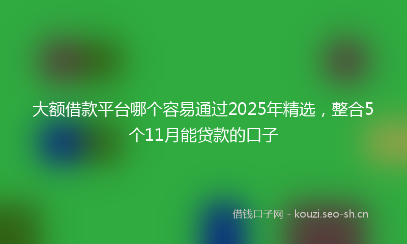 大额借款平台哪个容易通过2025年精选，整合5个11月能贷款的口子