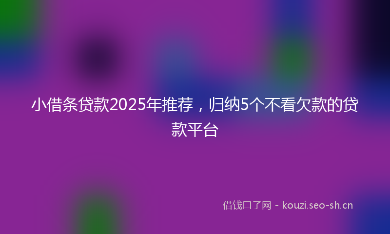 小借条贷款2025年推荐，归纳5个不看欠款的贷款平台