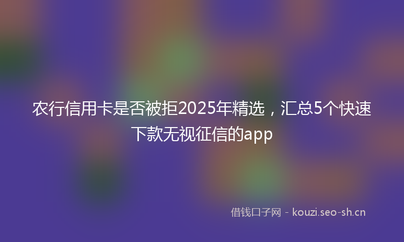 农行信用卡是否被拒2025年精选，汇总5个快速下款无视征信的app