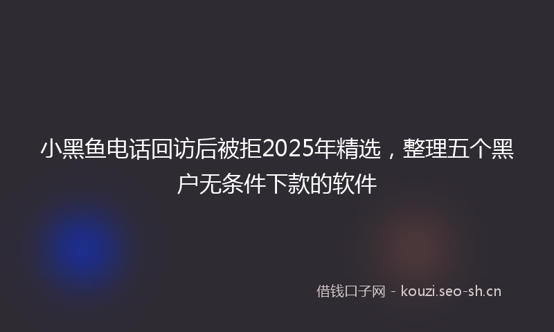 小黑鱼电话回访后被拒2025年精选,整理五个黑户无条件下款的软件