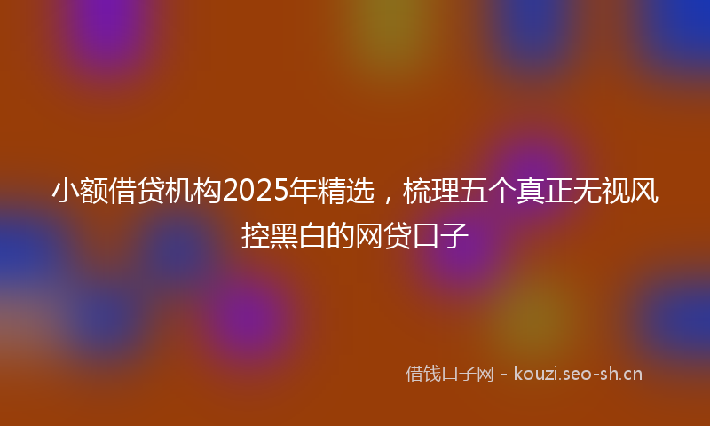 小额借贷机构2025年精选，梳理五个真正无视风控黑白的网贷口子