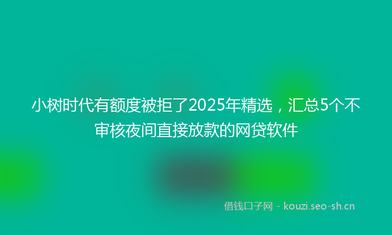 小树时代有额度被拒了2025年精选,汇总5个不审核夜间直接放款的网贷软件
