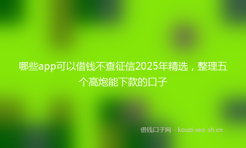 哪些app可以借钱不查征信2025年精选，整理五个高炮能下款的口子