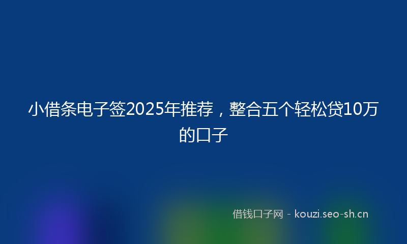 小借条电子签2025年推荐，整合五个轻松贷10万的口子