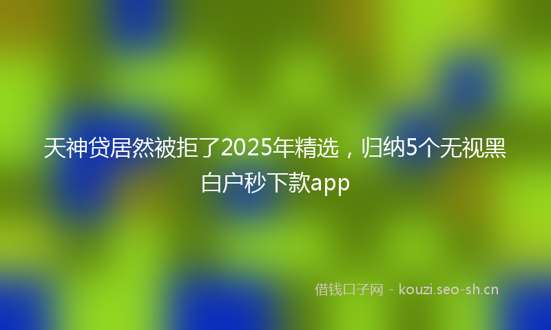 天神贷居然被拒了2025年精选，归纳5个无视黑白户秒下款app