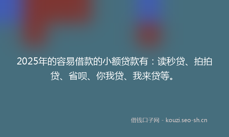 2025年的容易借款的小额贷款有：读秒贷、拍拍贷、省呗、你我贷、我来贷等。