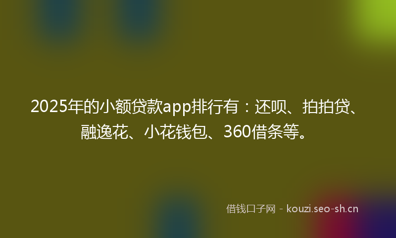 2025年的小额贷款app排行有：还呗、拍拍贷、融逸花、小花钱包、360借条等。