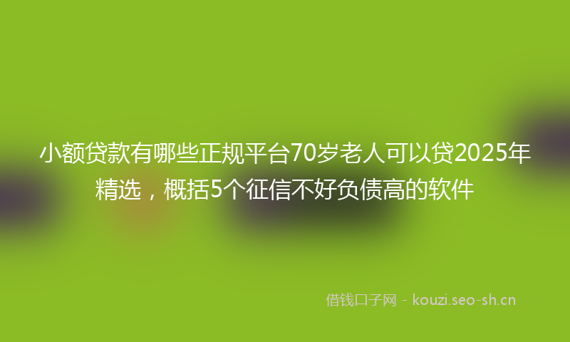 小额贷款有哪些正规平台70岁老人可以贷2025年精选，概括5个征信不好负债高的软件