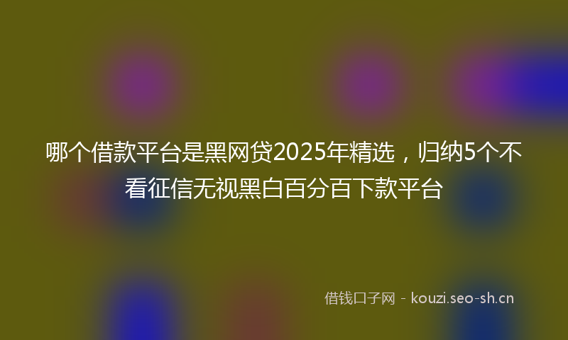 哪个借款平台是黑网贷2025年精选，归纳5个不看征信无视黑白百分百下款平台