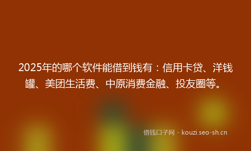 2025年的哪个软件能借到钱有：信用卡贷、洋钱罐、美团生活费、中原消费金融、投友圈等。
