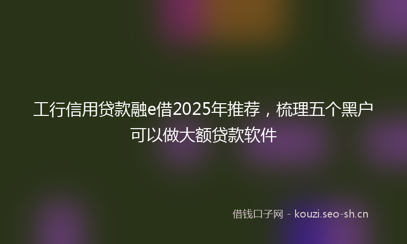 工行信用贷款融e借2025年推荐，梳理五个黑户可以做大额贷款软件