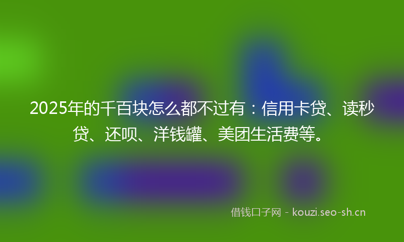 2025年的千百块怎么都不过有:信用卡贷、读秒贷、还呗、洋钱罐、美团生活费等。