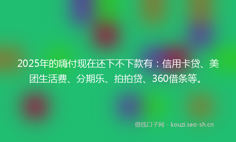 2025年的嗨付现在还下不下款有：信用卡贷、美团生活费、分期乐、拍拍贷、360借条等。