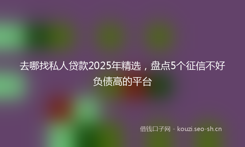 去哪找私人贷款2025年精选，盘点5个征信不好负债高的平台