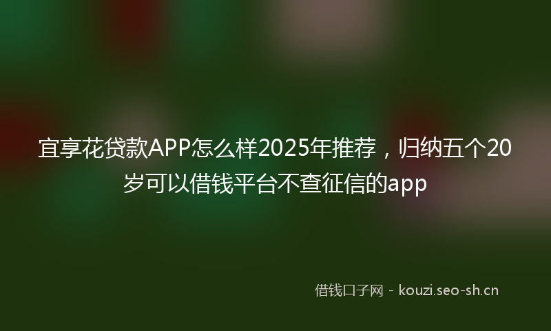 宜享花贷款APP怎么样2025年推荐，归纳五个20岁可以借钱平台不查征信的app