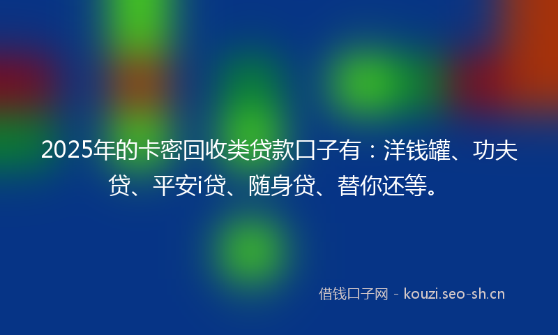 2025年的卡密回收类贷款口子有：洋钱罐、功夫贷、平安i贷、随身贷、替你还等。