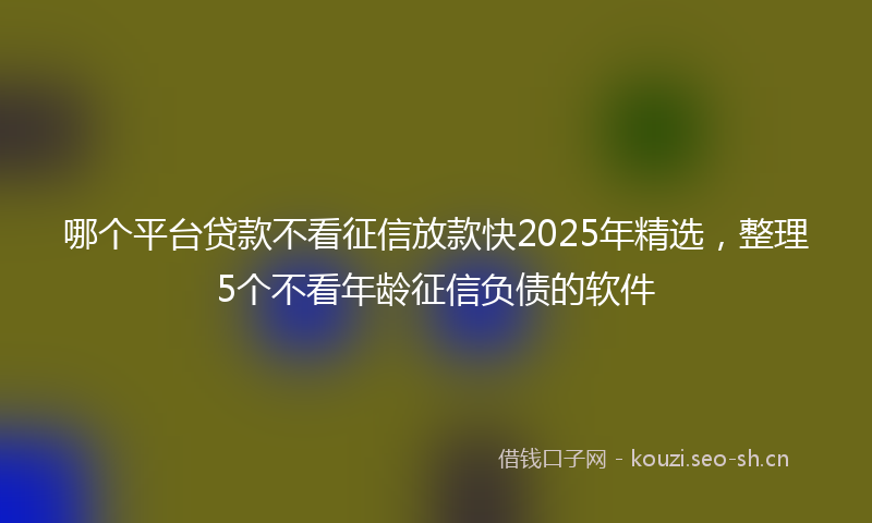 哪个平台贷款不看征信放款快2025年精选，整理5个不看年龄征信负债的软件
