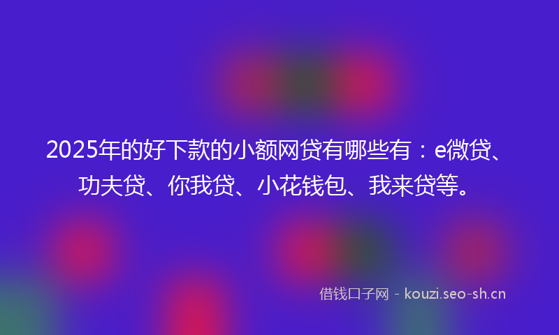 2025年的好下款的小额网贷有哪些有：e微贷、功夫贷、你我贷、小花钱包、我来贷等。
