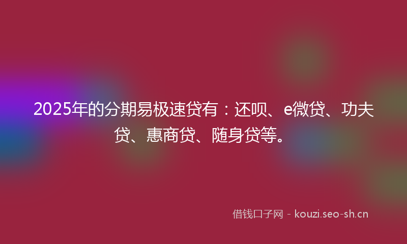 2025年的分期易极速贷有：还呗、e微贷、功夫贷、惠商贷、随身贷等。
