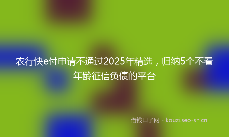 农行快e付申请不通过2025年精选，归纳5个不看年龄征信负债的平台