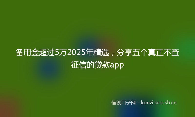 备用金超过5万2025年精选，分享五个真正不查征信的贷款app