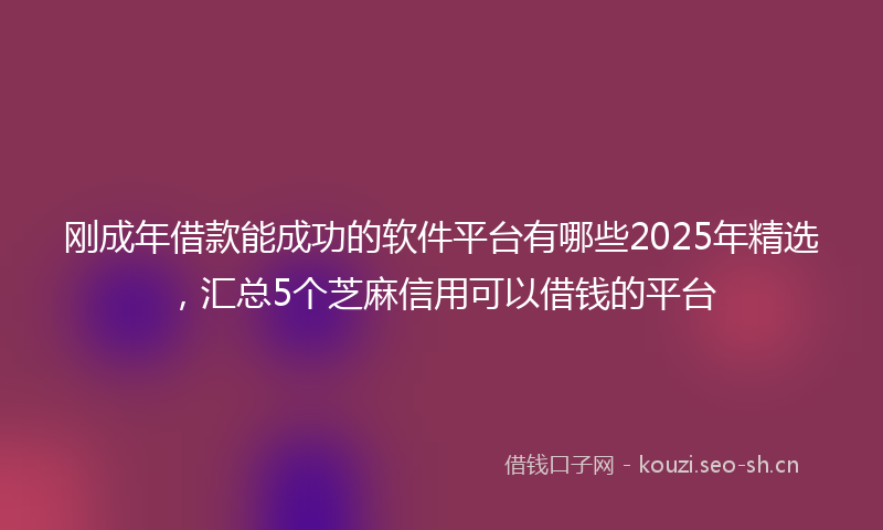 刚成年借款能成功的软件平台有哪些2025年精选，汇总5个芝麻信用可以借钱的平台