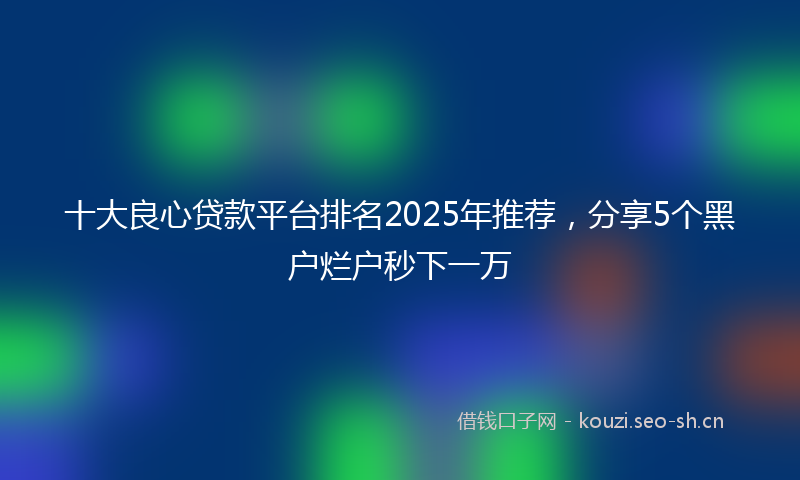 十大良心贷款平台排名2025年推荐，分享5个黑户烂户秒下一万
