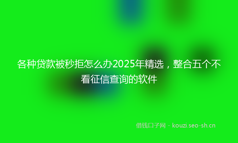 各种贷款被秒拒怎么办2025年精选，整合五个不看征信查询的软件