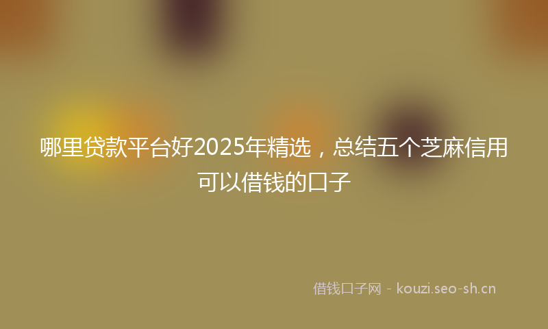 哪里贷款平台好2025年精选，总结五个芝麻信用可以借钱的口子