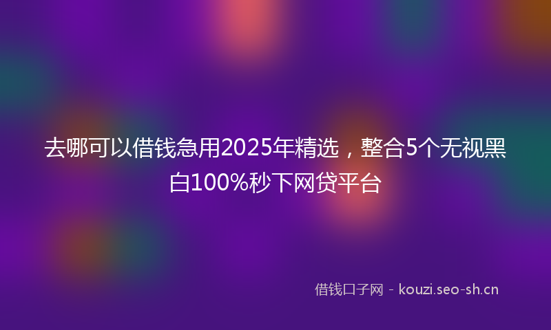 去哪可以借钱急用2025年精选，整合5个无视黑白100%秒下网贷平台
