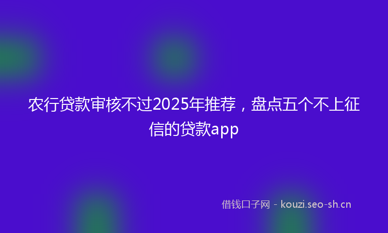 农行贷款审核不过2025年推荐，盘点五个不上征信的贷款app