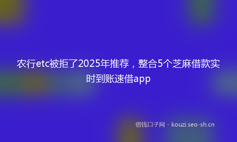 农行etc被拒了2025年推荐，整合5个芝麻借款实时到账速借app