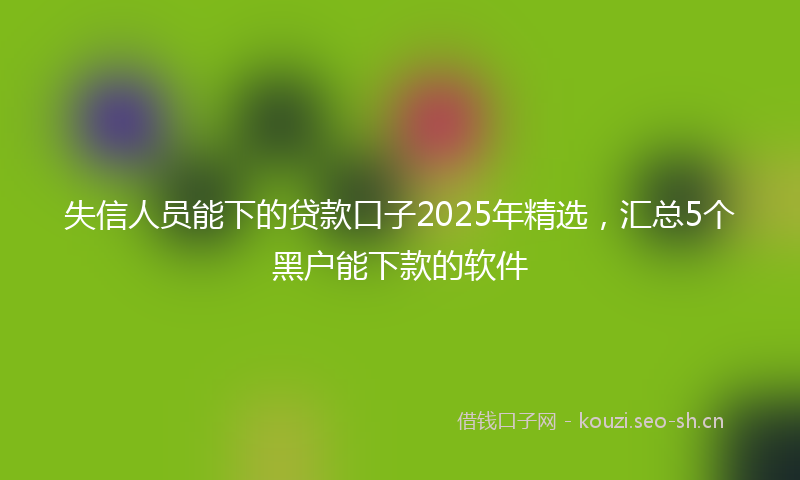 失信人员能下的贷款口子2025年精选，汇总5个黑户能下款的软件