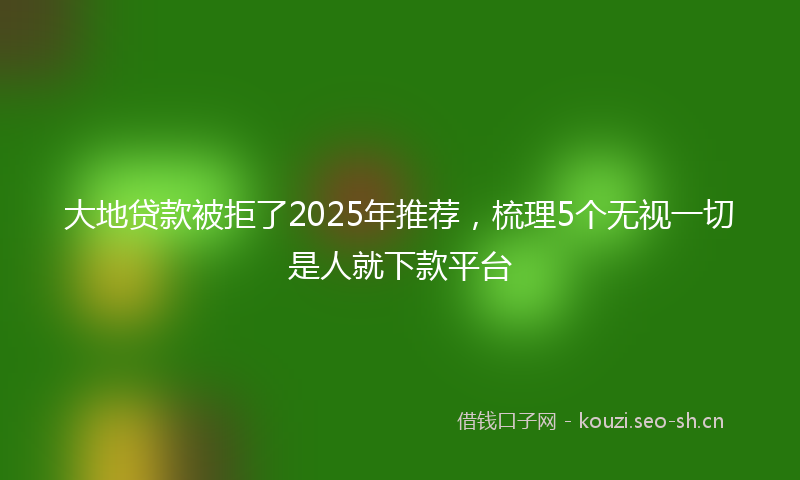 大地贷款被拒了2025年推荐，梳理5个无视一切是人就下款平台