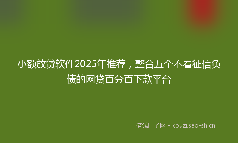 小额放贷软件2025年推荐，整合五个不看征信负债的网贷百分百下款平台