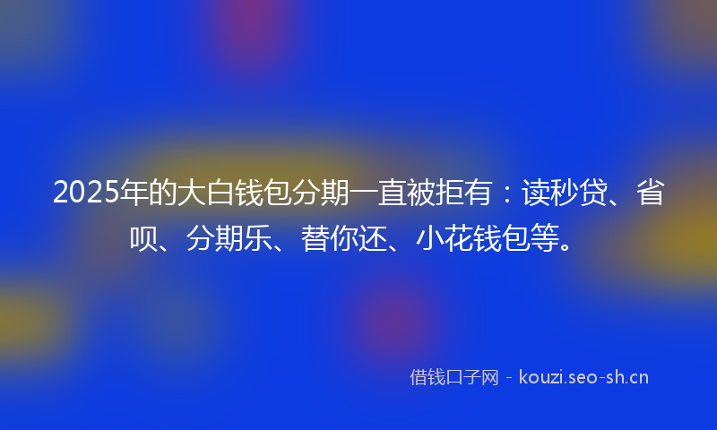 2025年的大白钱包分期一直被拒有：读秒贷、省呗、分期乐、替你还、小花钱包等。