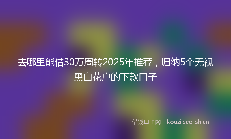 去哪里能借30万周转2025年推荐，归纳5个无视黑白花户的下款口子