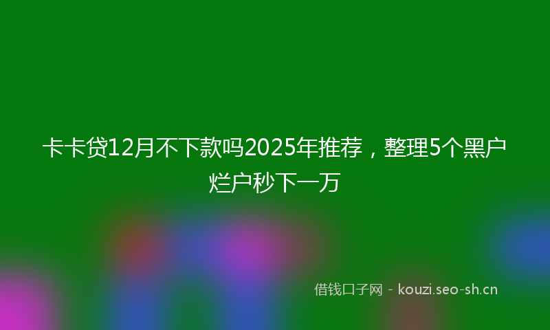卡卡贷12月不下款吗2025年推荐，整理5个黑户烂户秒下一万