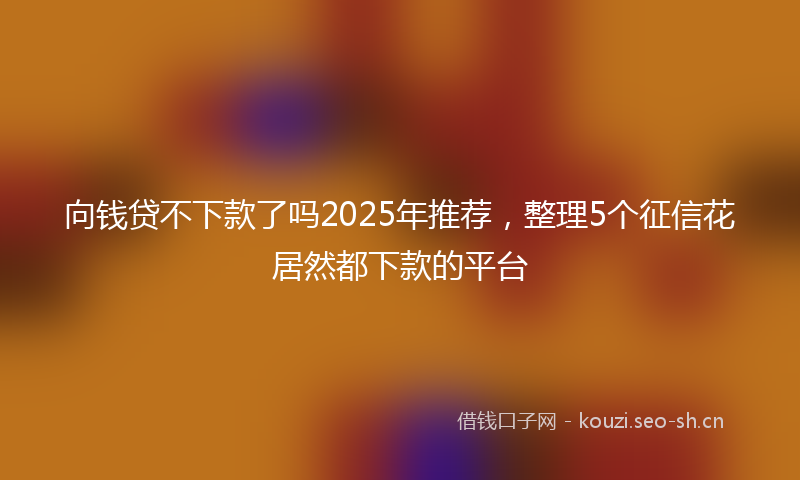 向钱贷不下款了吗2025年推荐，整理5个征信花居然都下款的平台