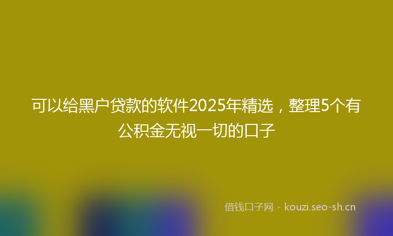 可以给黑户贷款的软件2025年精选，整理5个有公积金无视一切的口子