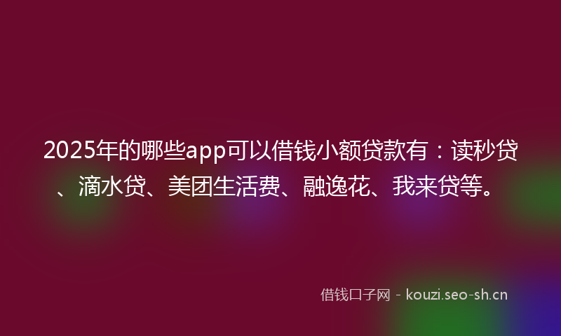 2025年的哪些app可以借钱小额贷款有：读秒贷、滴水贷、美团生活费、融逸花、我来贷等。