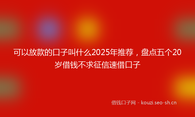 可以放款的口子叫什么2025年推荐，盘点五个20岁借钱不求征信速借口子