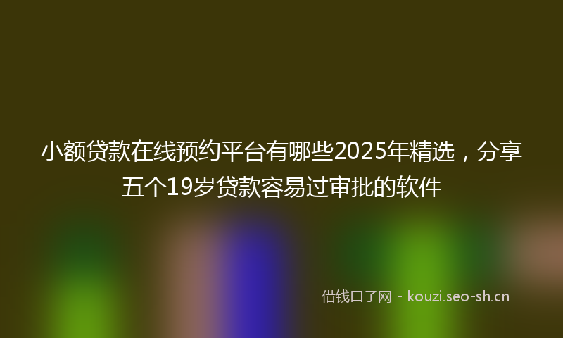 小额贷款在线预约平台有哪些2025年精选，分享五个19岁贷款容易过审批的软件