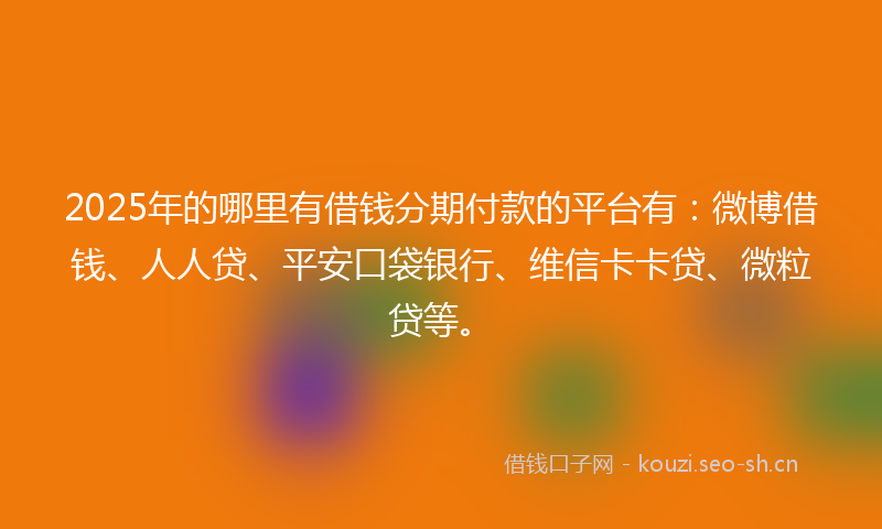 2025年的哪里有借钱分期付款的平台有：微博借钱、人人贷、平安口袋银行、维信卡卡贷、微粒贷等。