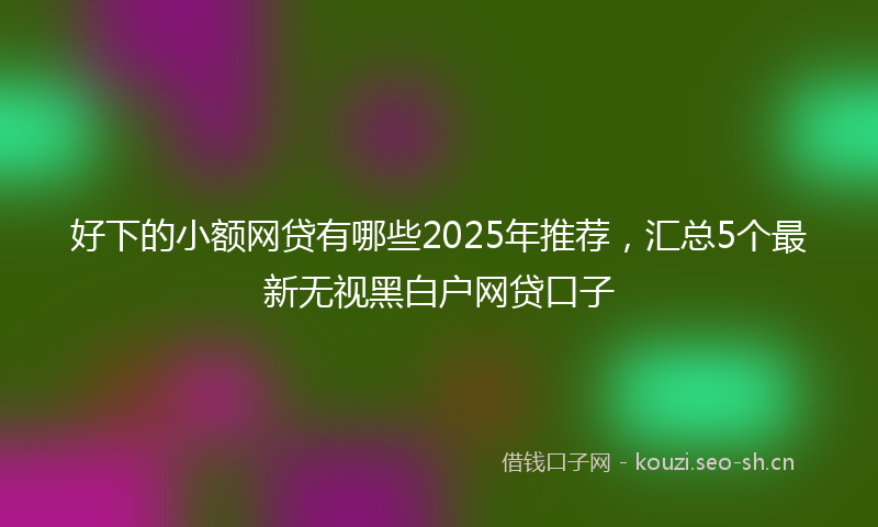 好下的小额网贷有哪些2025年推荐，汇总5个最新无视黑白户网贷口子