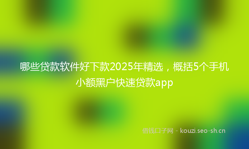 哪些贷款软件好下款2025年精选，概括5个手机小额黑户快速贷款app