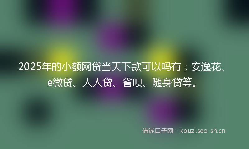 2025年的小额网贷当天下款可以吗有：安逸花、e微贷、人人贷、省呗、随身贷等。