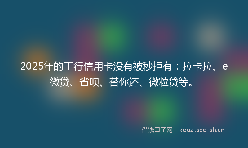 2025年的工行信用卡没有被秒拒有：拉卡拉、e微贷、省呗、替你还、微粒贷等。